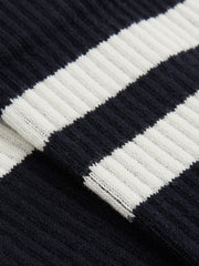 Reiss | Cotton-Blend Double-Stripe Socks in Navy/Ecru