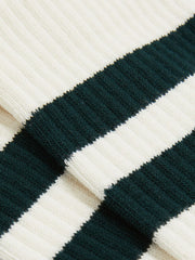 Reiss | Cotton-Blend Double-Stripe Socks in Forest Green/Ecru