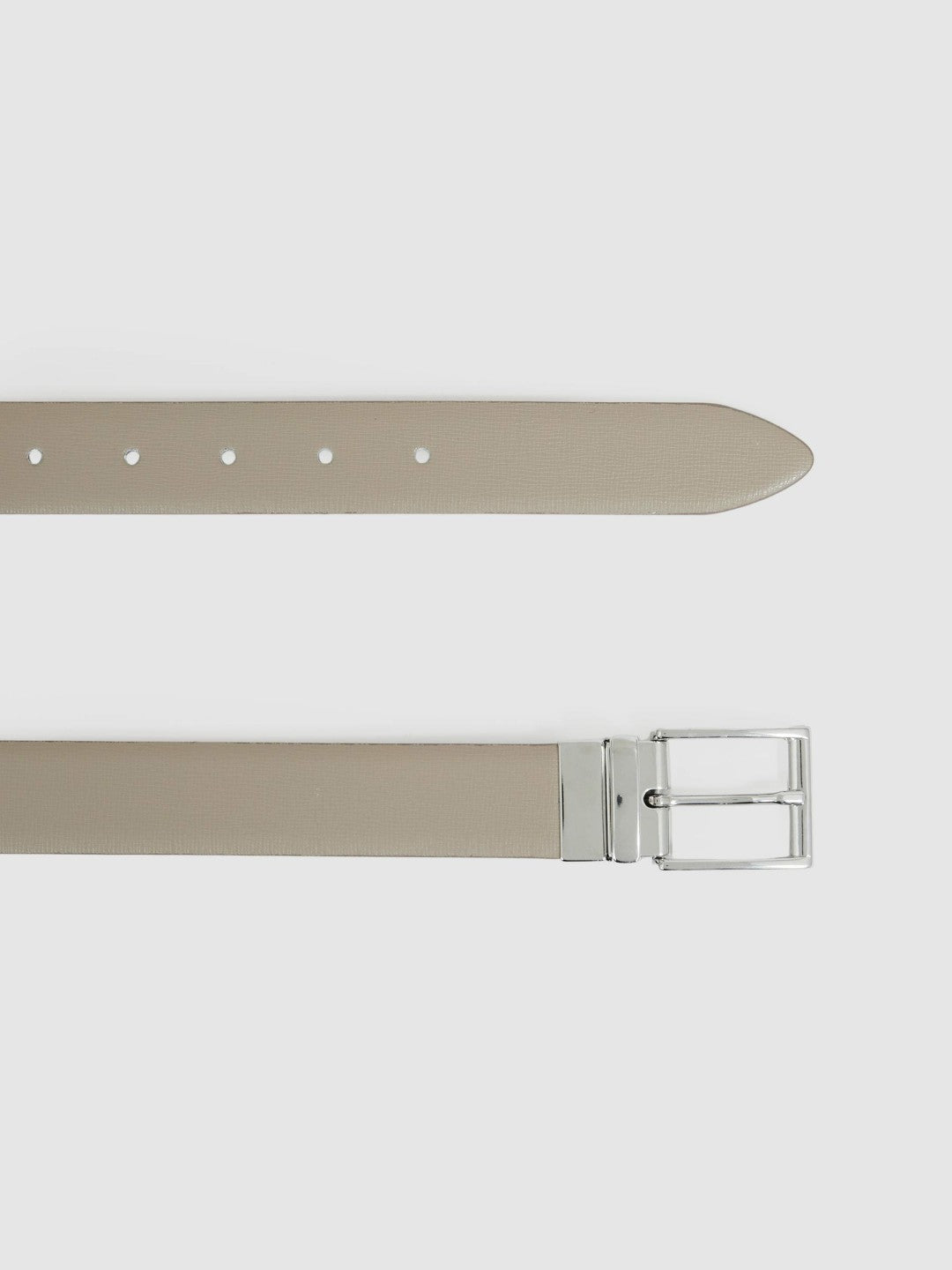 Reiss | Leather Reversible Belt in Stone/Dark Brown
