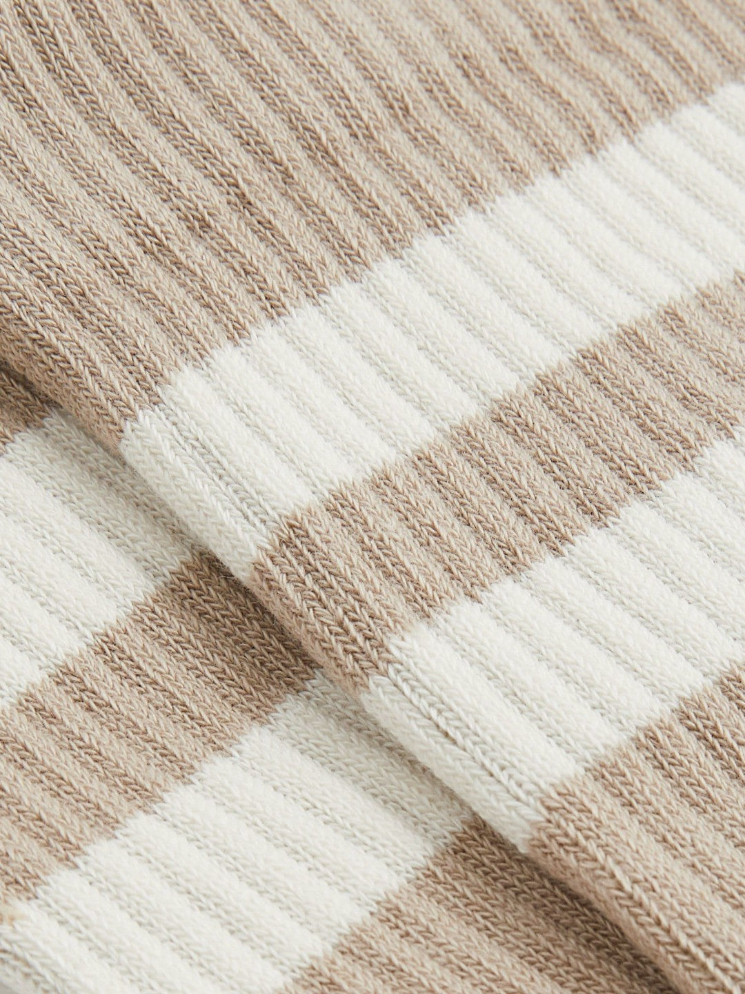 Reiss | Cotton-Blend Double-Stripe Socks in Taupe/Ecru