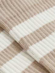 Reiss | Cotton-Blend Double-Stripe Socks in Taupe/Ecru