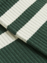 Reiss | Cotton-Blend Double-Stripe Socks in Pine Green/Ecru