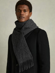 Reiss | Wool and Cashmere Scarf in Charcoal