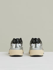 Reiss | Overlay Logo Running Trainers in Gunmetal/Black
