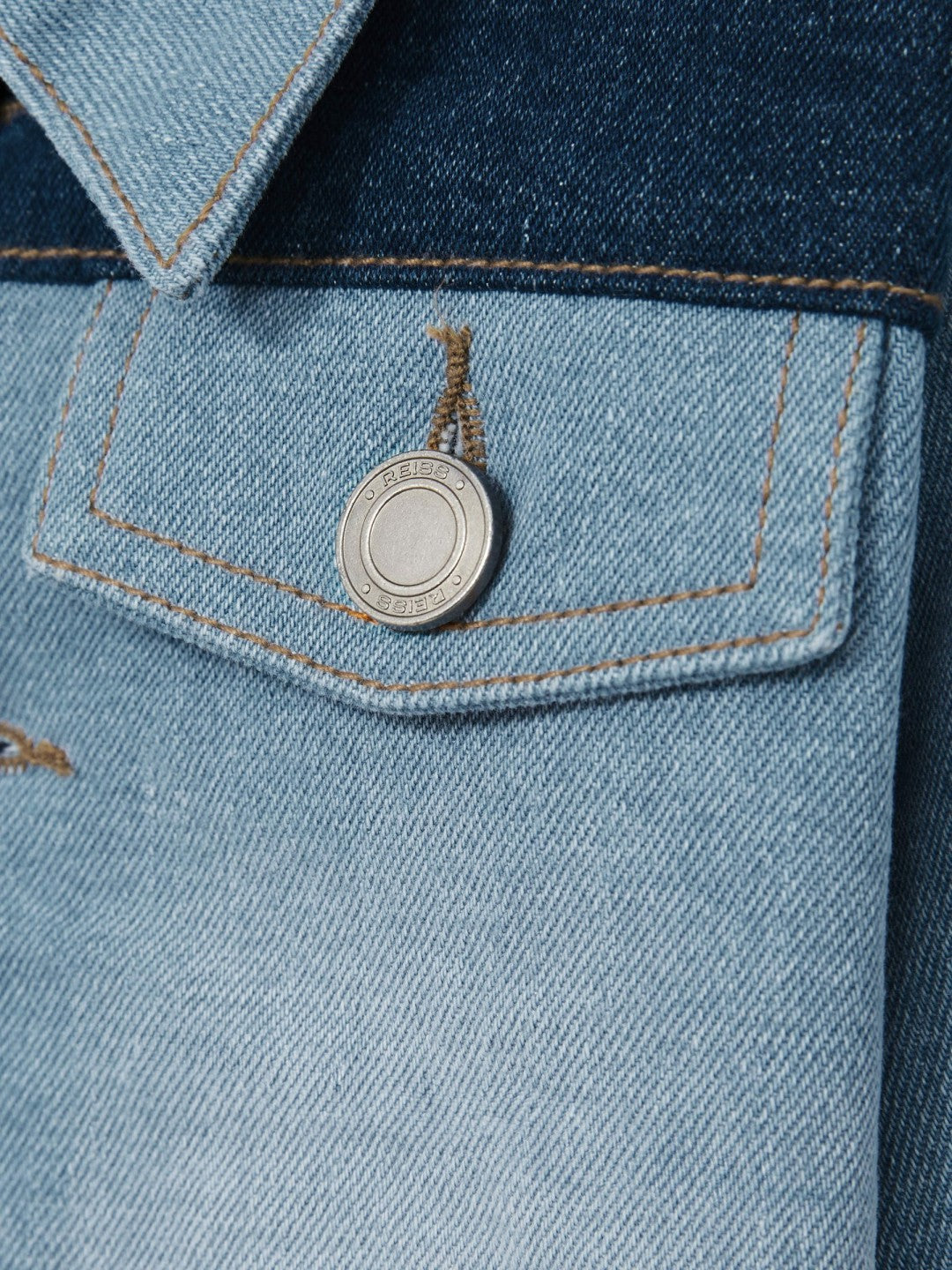 Reiss | 9-13 yrs Patchwork Two-Tone Denim Jacket in Blue