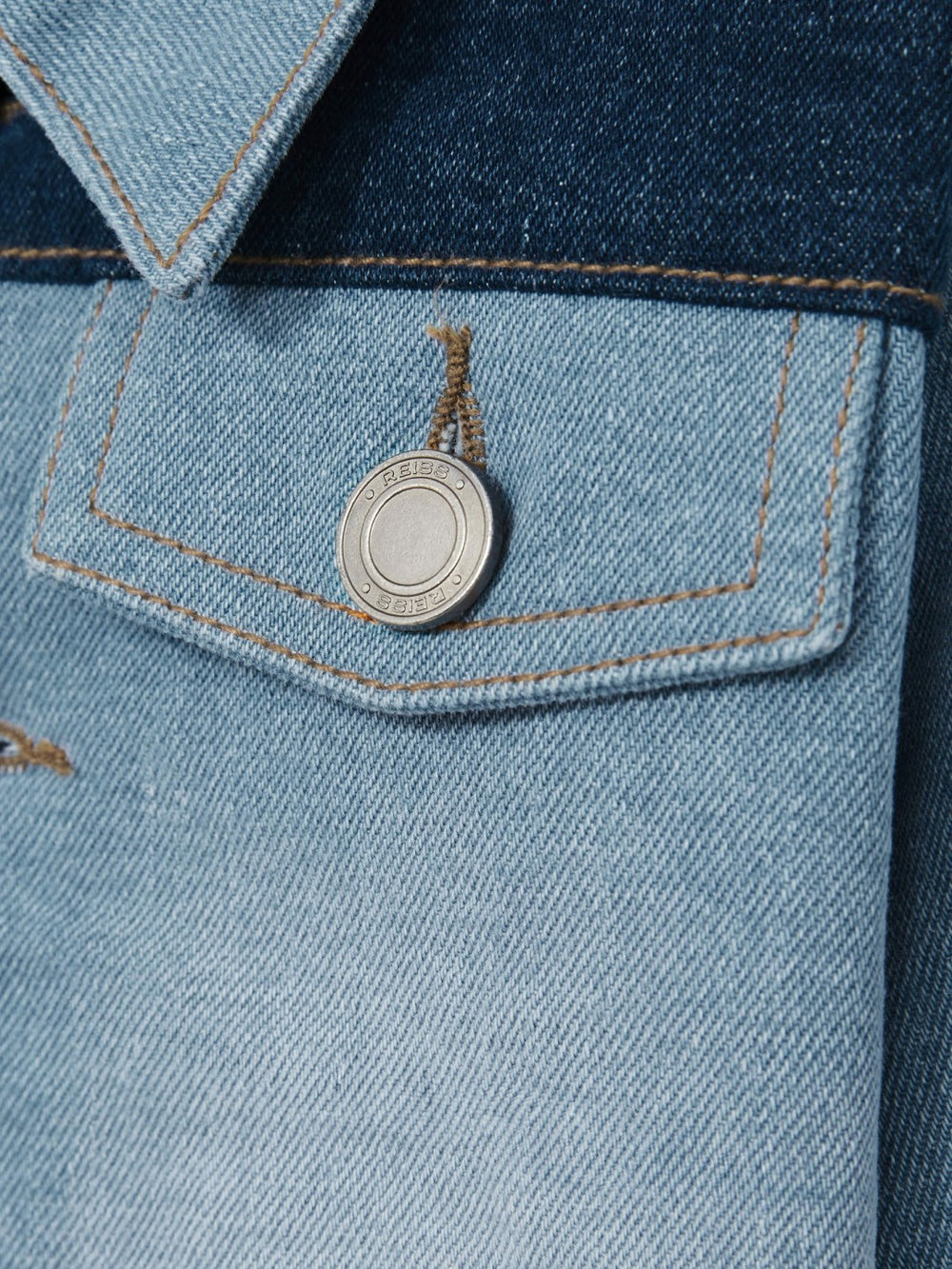 Reiss | 9-13 yrs Patchwork Two-Tone Denim Jacket in Blue