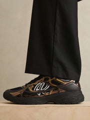 Reiss | Overlay Logo Running Trainers in Electric Brown