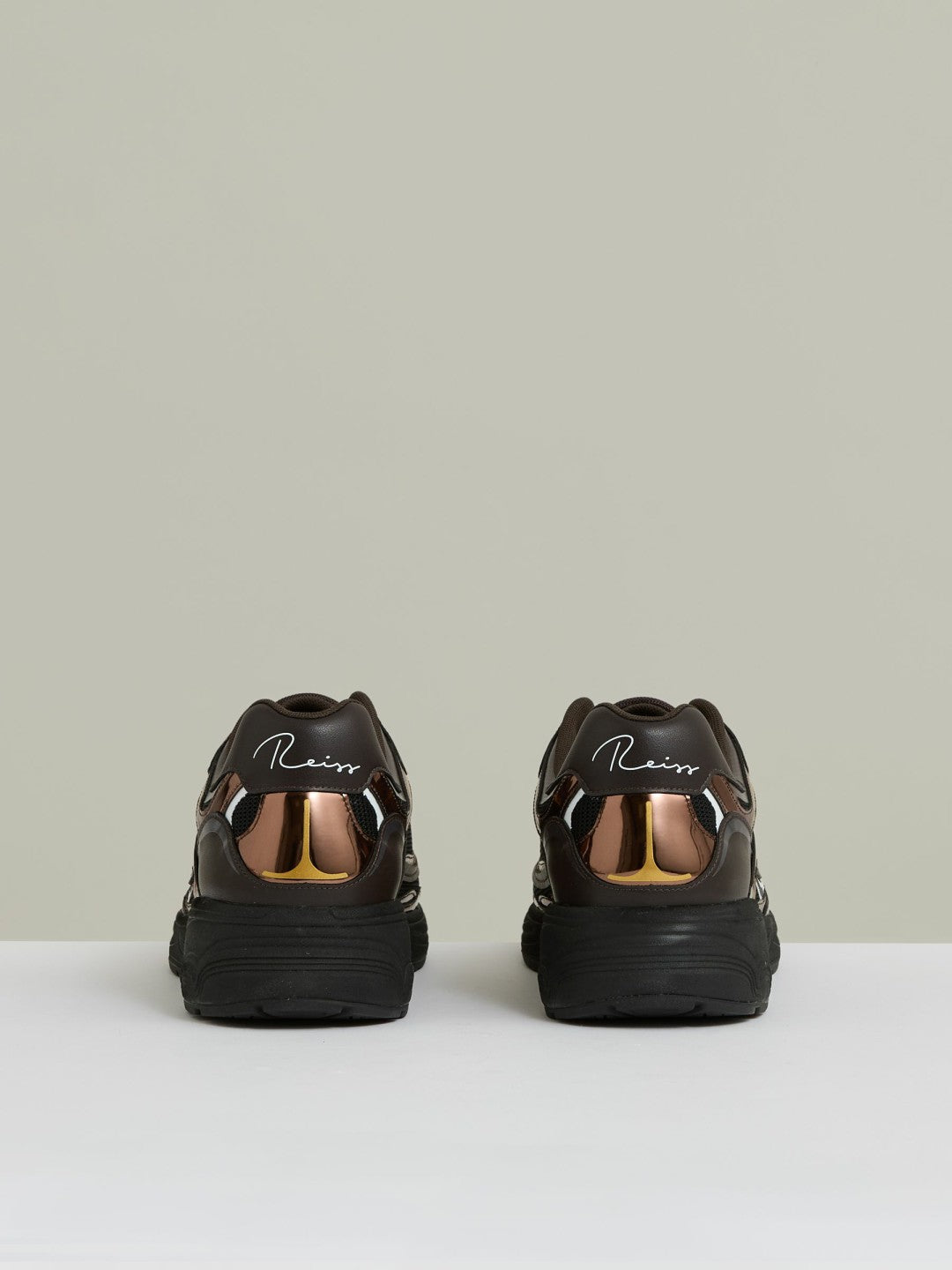 Reiss | Overlay Logo Running Trainers in Electric Brown