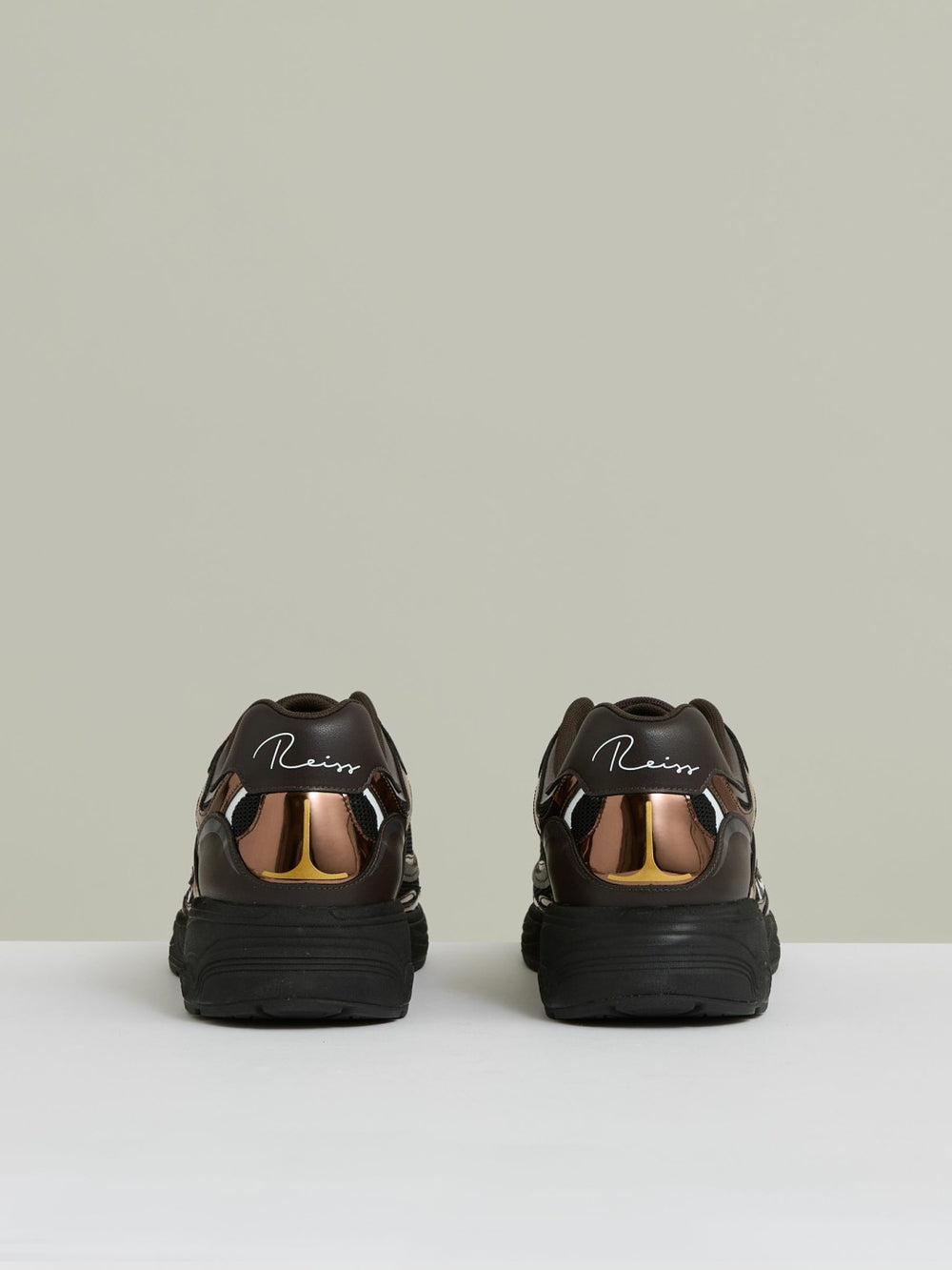 Reiss | Overlay Logo Running Trainers in Electric Brown