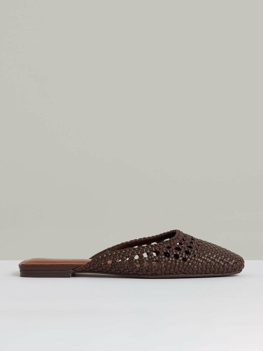 Reiss | Woven Slip-On Mules in Chocolate