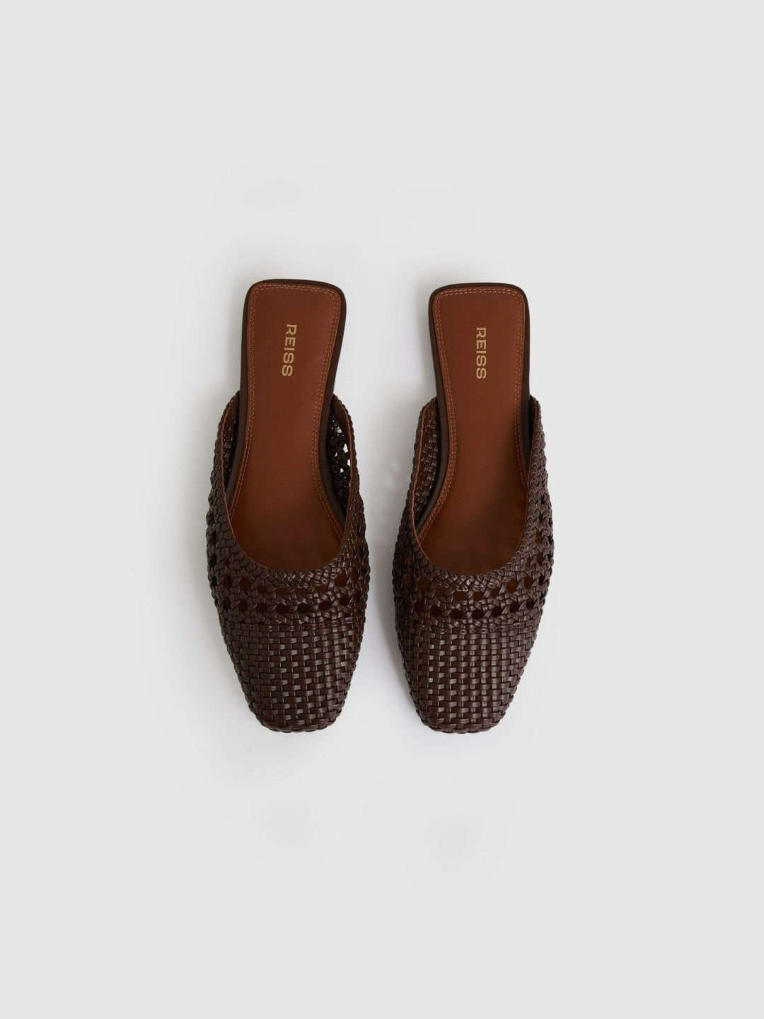 Reiss | Woven Slip-On Mules in Chocolate