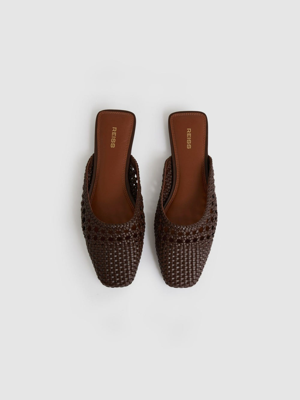 Reiss | Woven Slip-On Mules in Chocolate
