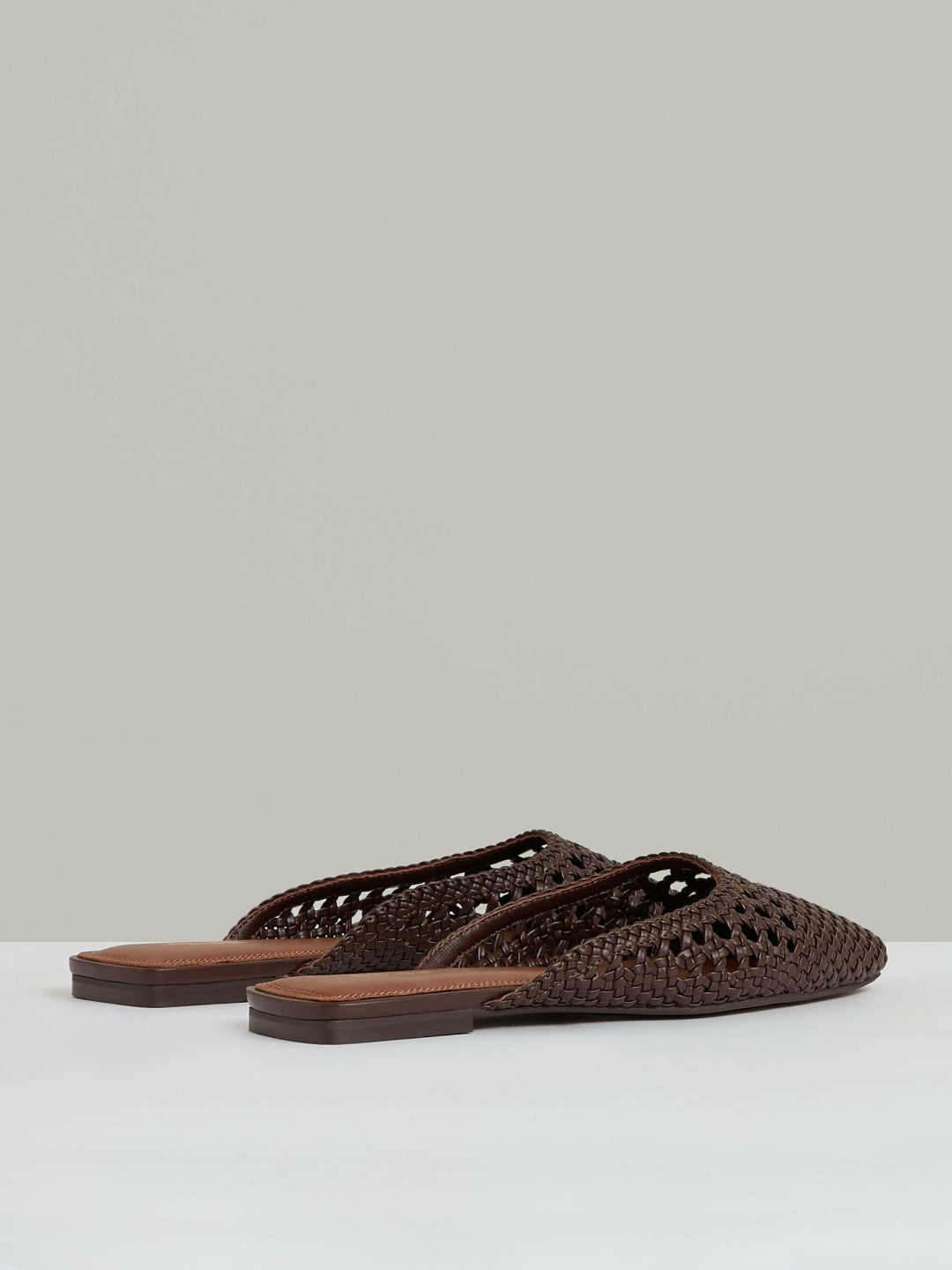 Reiss | Woven Slip-On Mules in Chocolate