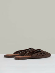 Reiss | Woven Slip-On Mules in Chocolate