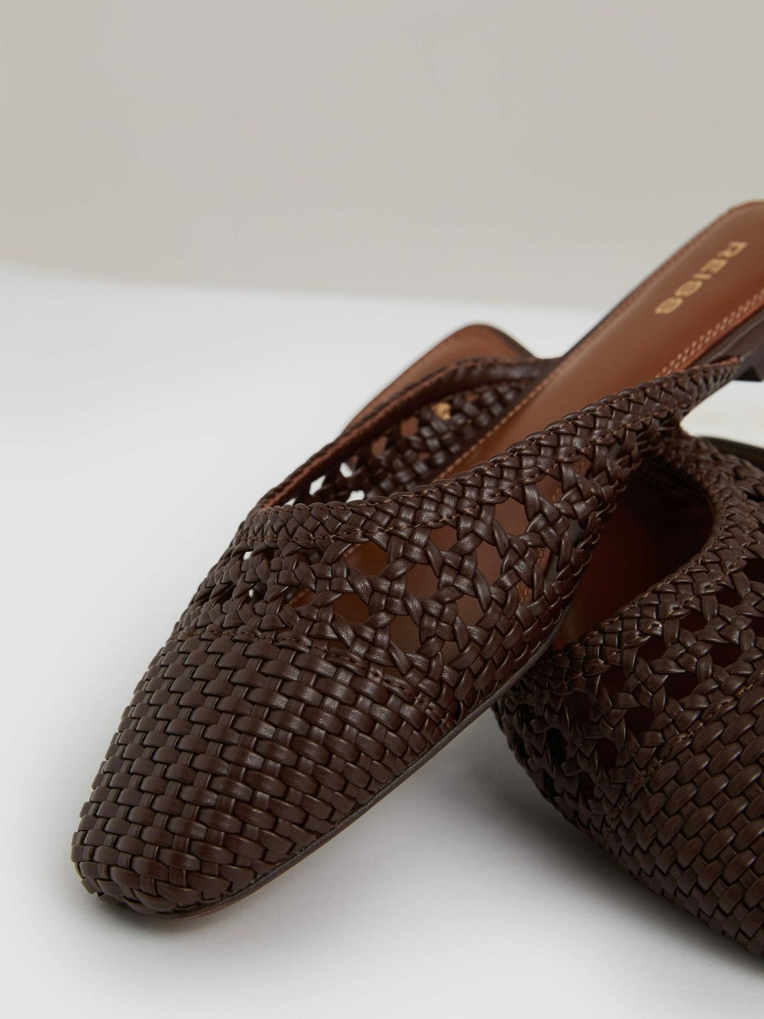 Reiss | Woven Slip-On Mules in Chocolate