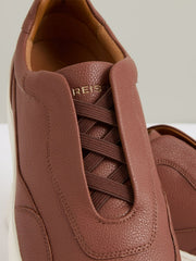 Reiss | Leather Elasticated-Lace Trainers in Terracotta Brown