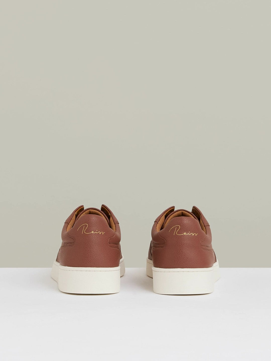 Reiss | Leather Elasticated-Lace Trainers in Terracotta Brown