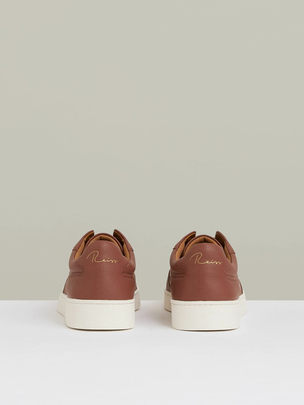 Reiss | Leather Elasticated-Lace Trainers in Terracotta Brown
