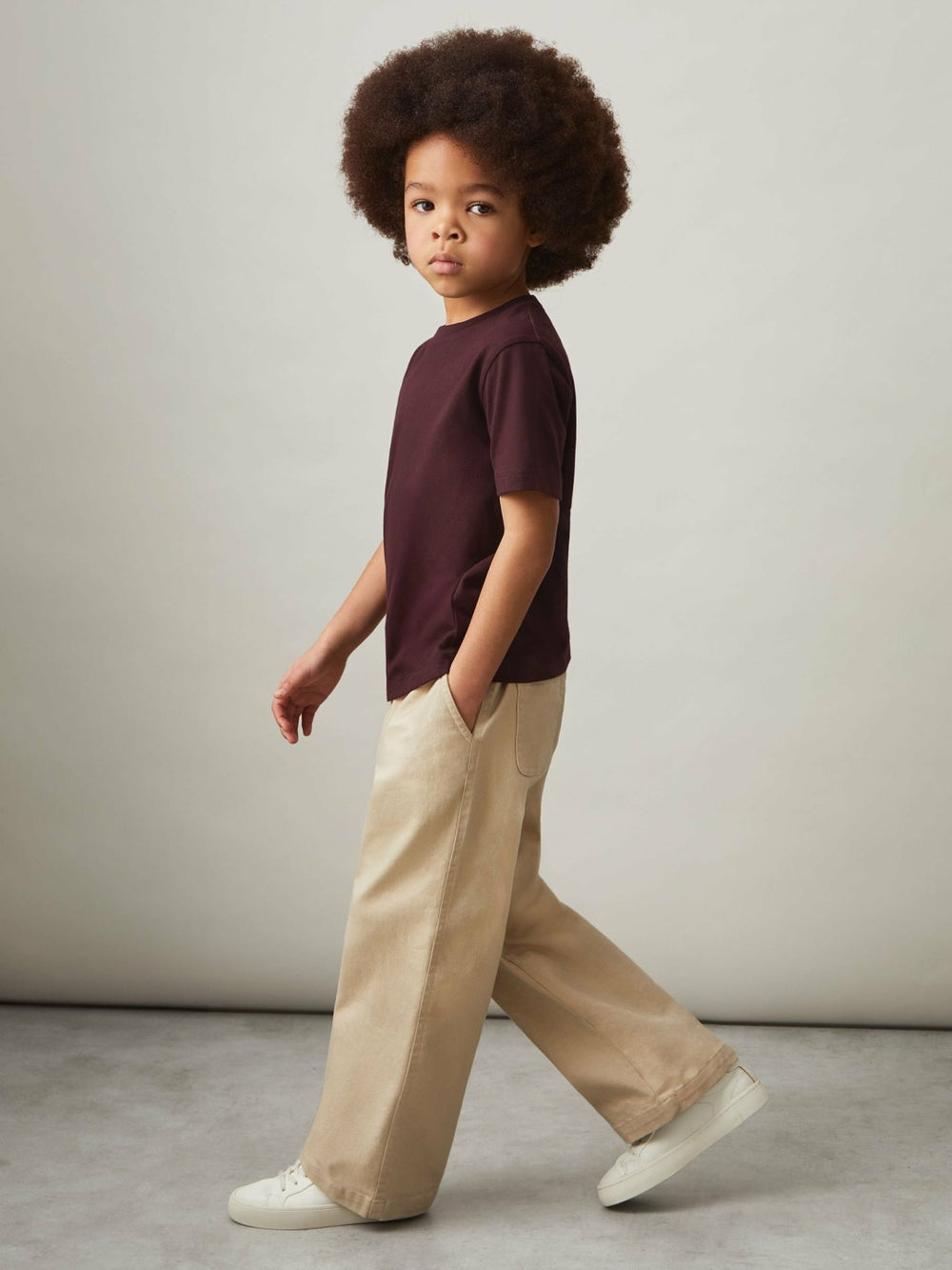 Reiss | 9-13 yrs Cotton Crew-Neck T-Shirt in Bordeaux