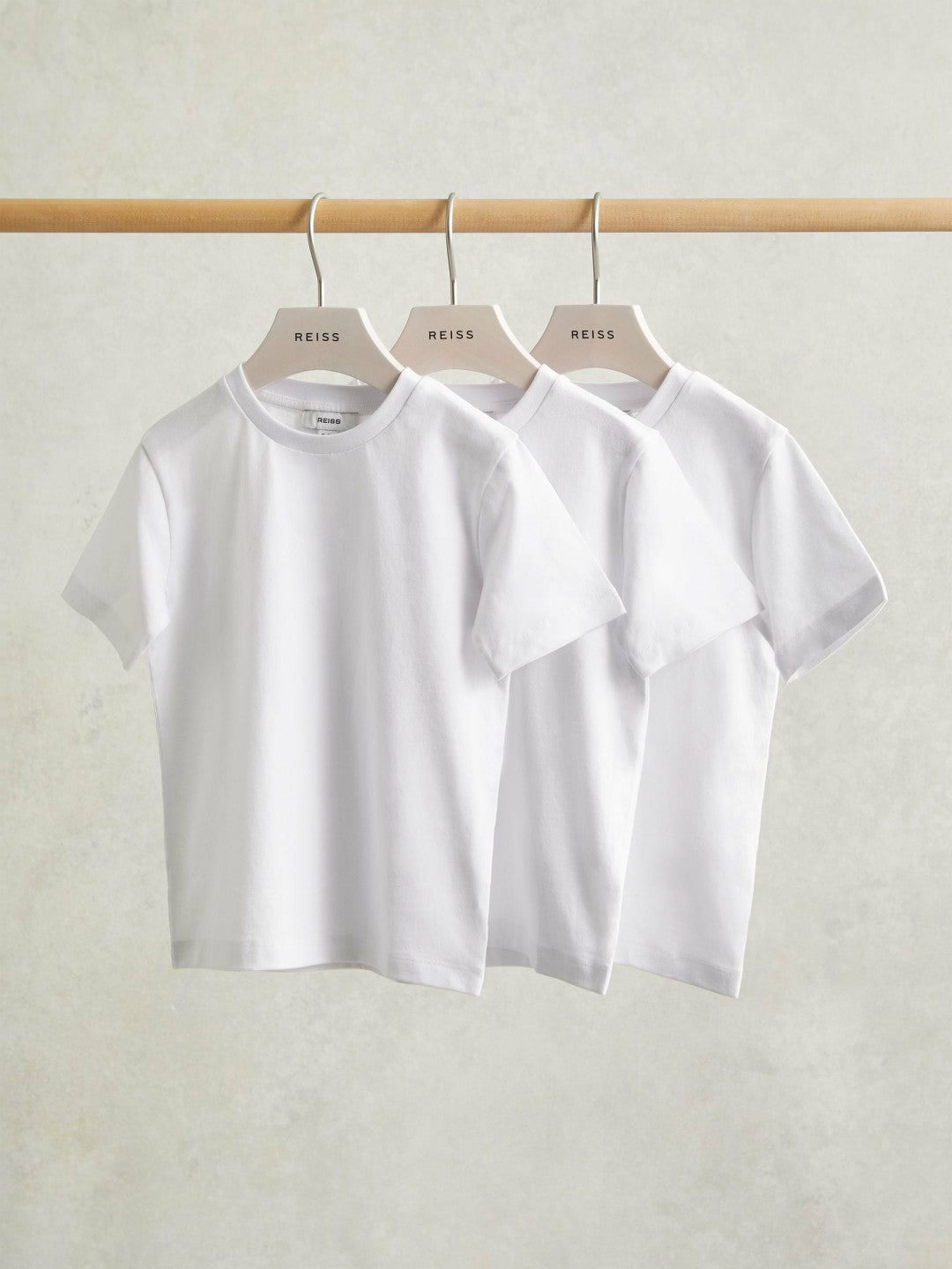 Reiss | Cotton Crew-Neck T-Shirts 3 Pack in White