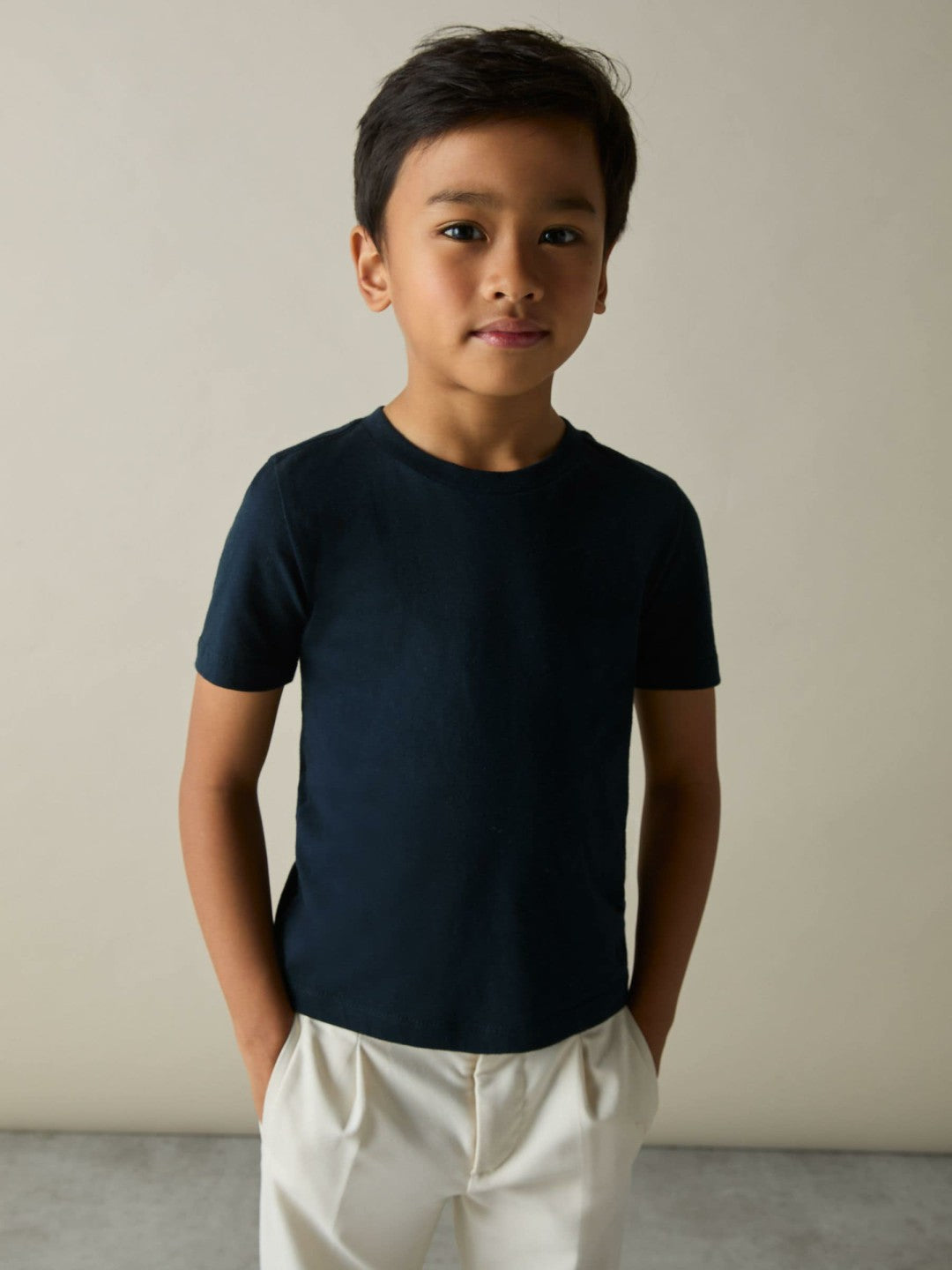 Reiss | 3-9 yrs Cotton Crew-Neck T-Shirts 3 Pack in White/Navy/Soft Grey