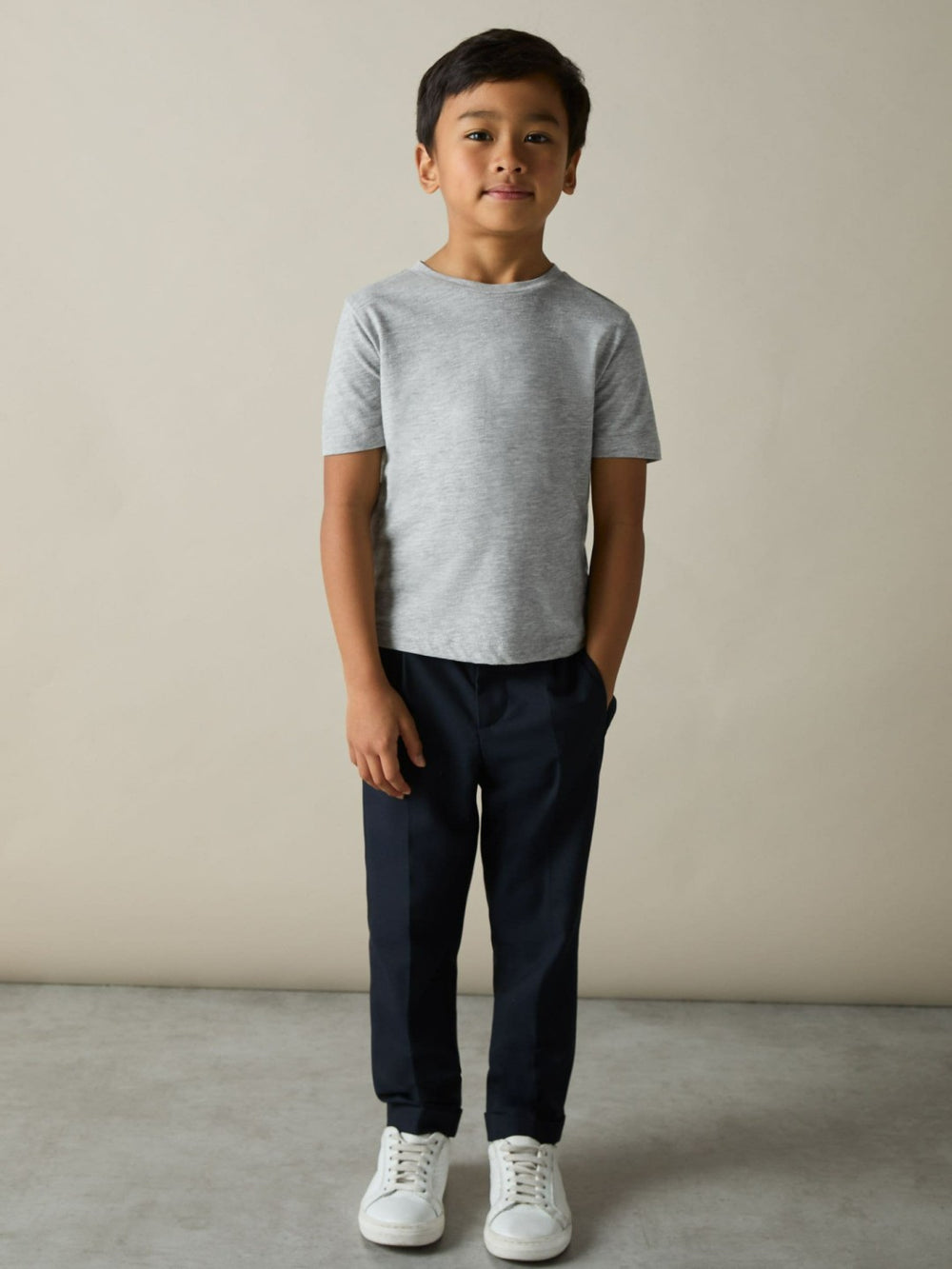 Reiss | 3-9 yrs Cotton Crew-Neck T-Shirts 3 Pack in White/Navy/Soft Grey