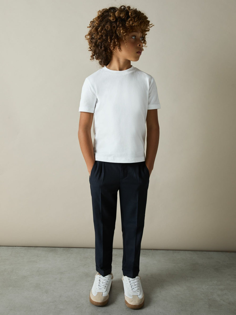 Reiss | 3-9 yrs Cotton Crew-Neck T-Shirts 3 Pack in White/Navy/Soft Grey