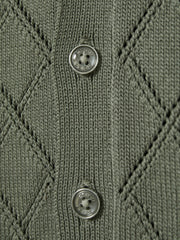 Reiss | 9-13 yrs Cotton Blend Diamond Knit Shirt in Dark Sage