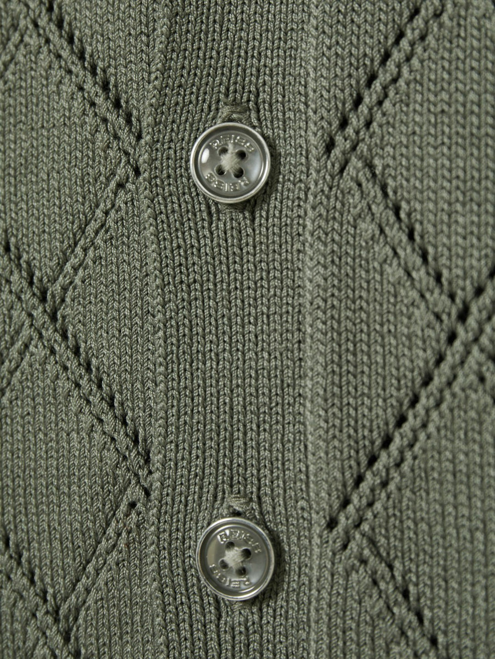 Reiss | 3-9 yrs Cotton Blend Diamond Knit Shirt in Dark Sage