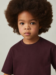Reiss | 3-9 yrs Cotton Crew-Neck T-Shirt in Bordeaux