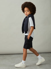 Reiss | 3-9 yrs Interlock-Jersey Cargo Shorts in Navy