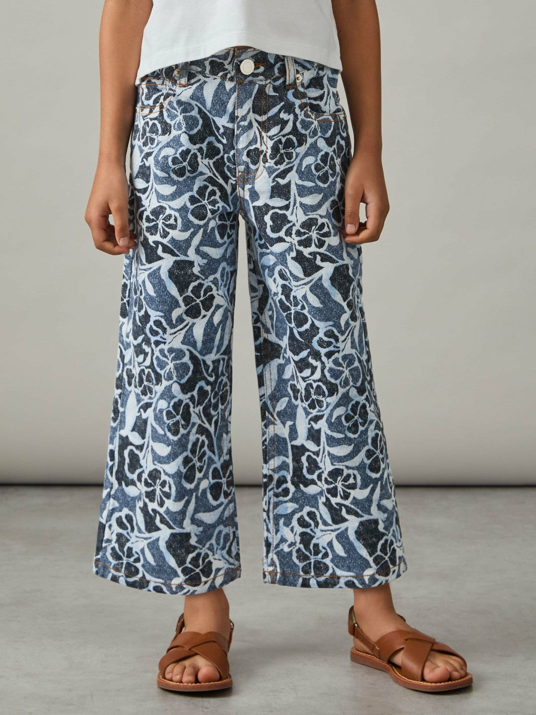 Reiss | 9-13 yrs Floral-Print Straight-Leg Jeans in Blue
