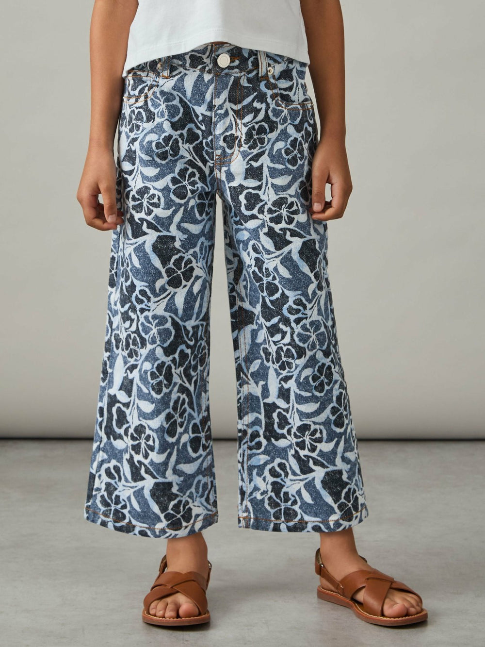 Reiss | 9-13 yrs Floral-Print Straight-Leg Jeans in Blue