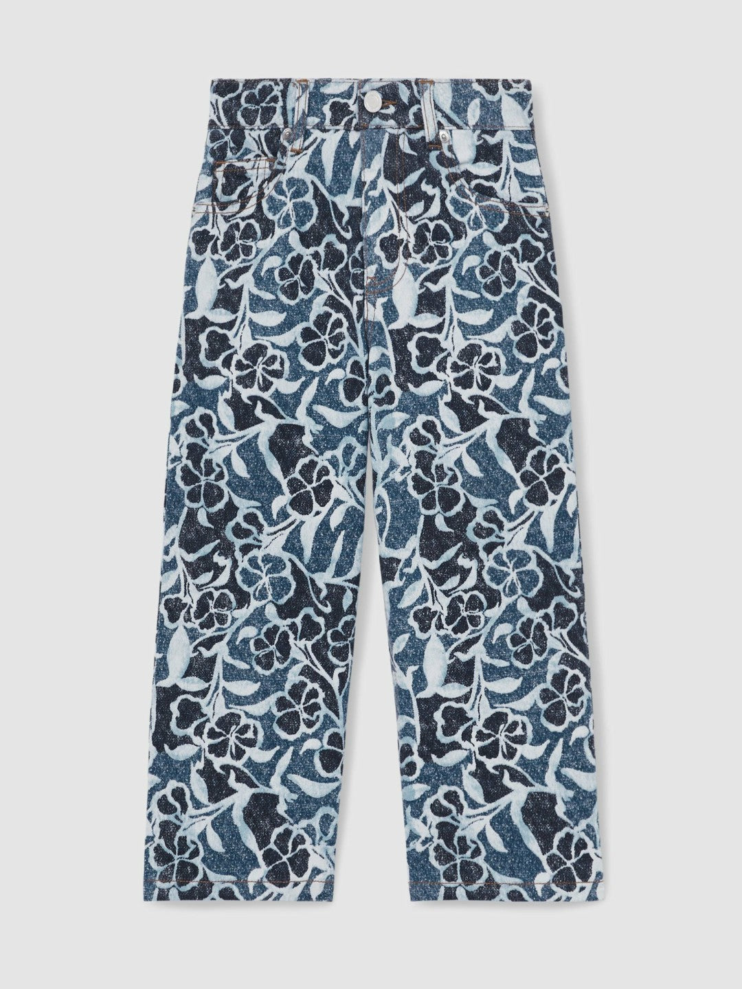 Reiss | 9-13 yrs Floral-Print Straight-Leg Jeans in Blue