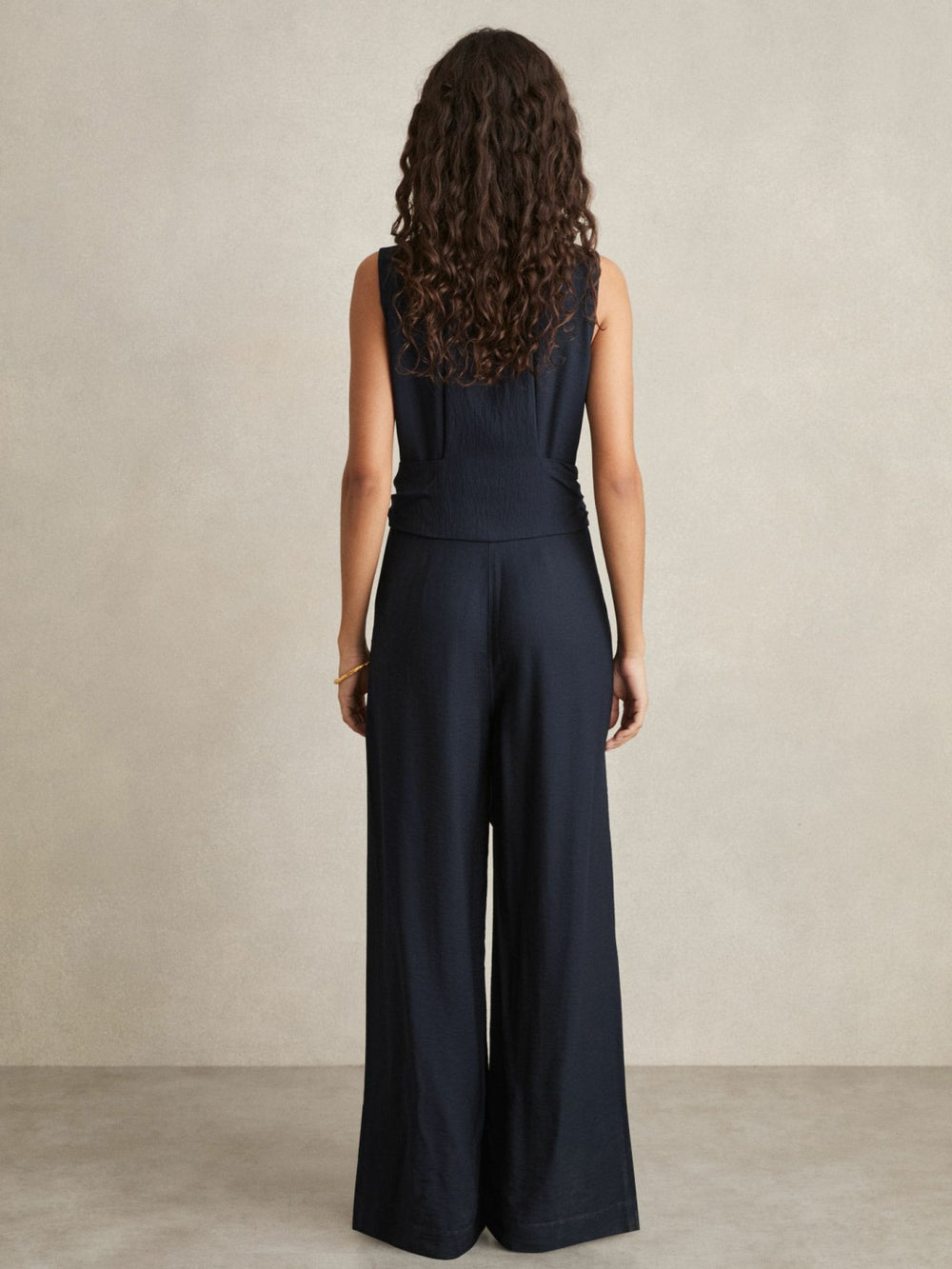 Reiss | Petite Wide-Leg Belted Jumpsuit in Navy