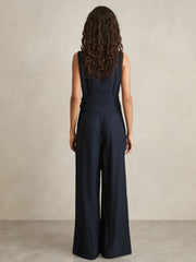 Reiss | Petite Wide-Leg Belted Jumpsuit in Navy