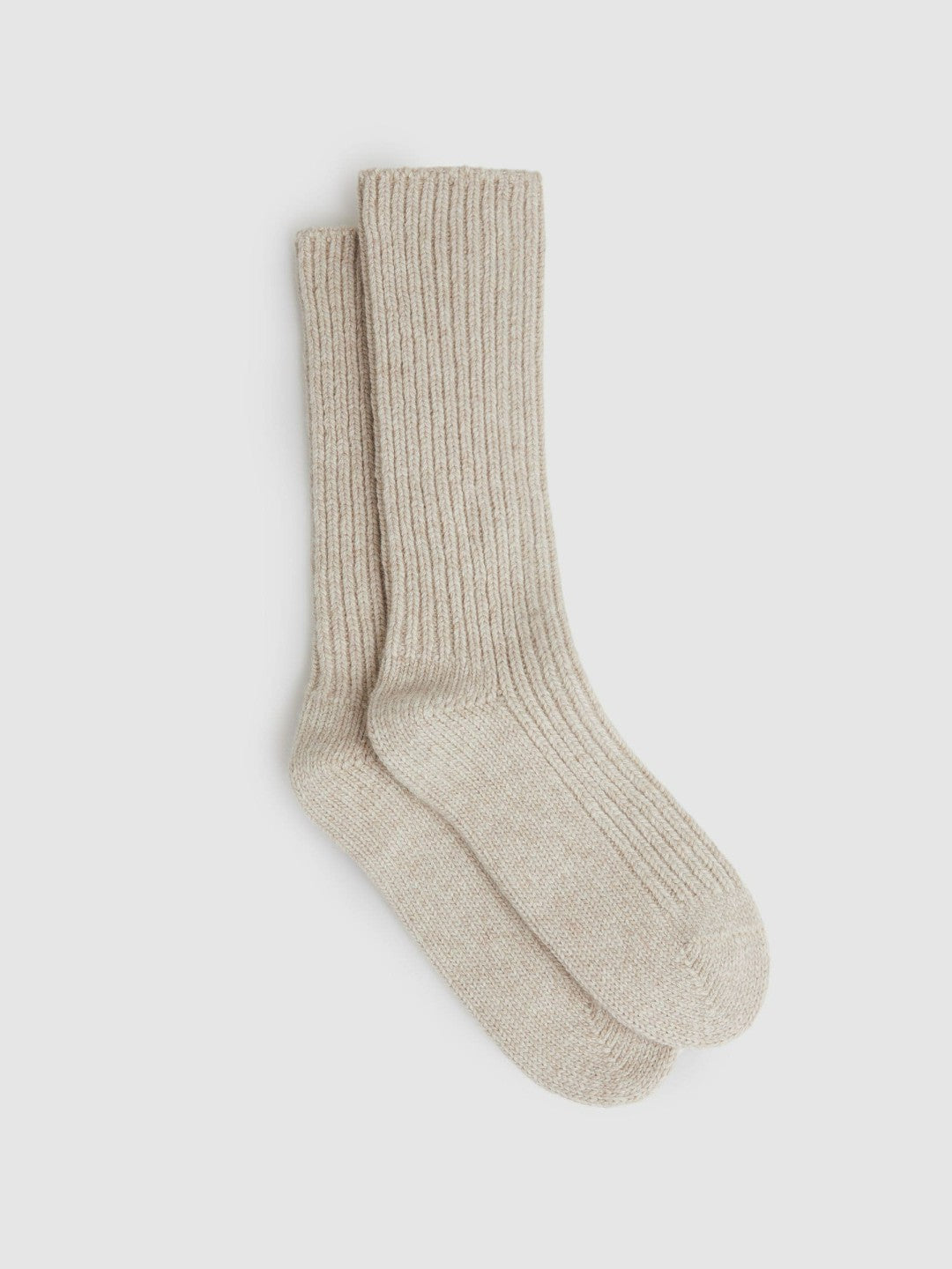 Reiss | Rib-Knit Socks With Cashmere in Oatmeal