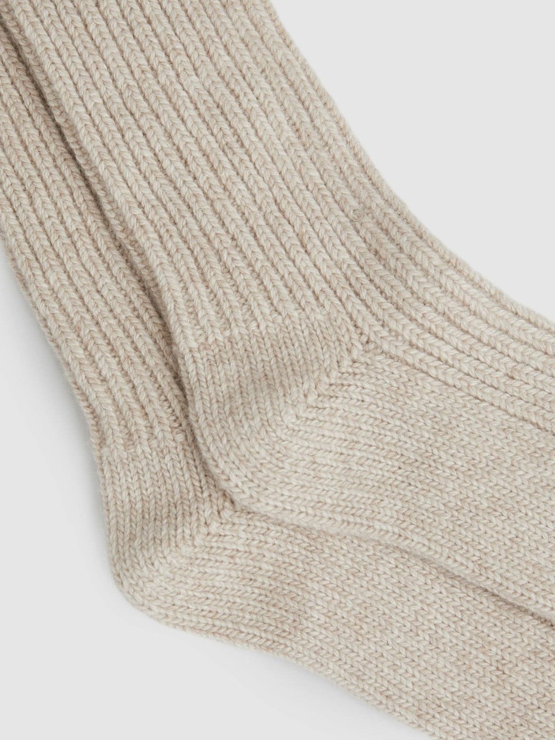 Reiss | Rib-Knit Socks With Cashmere in Oatmeal
