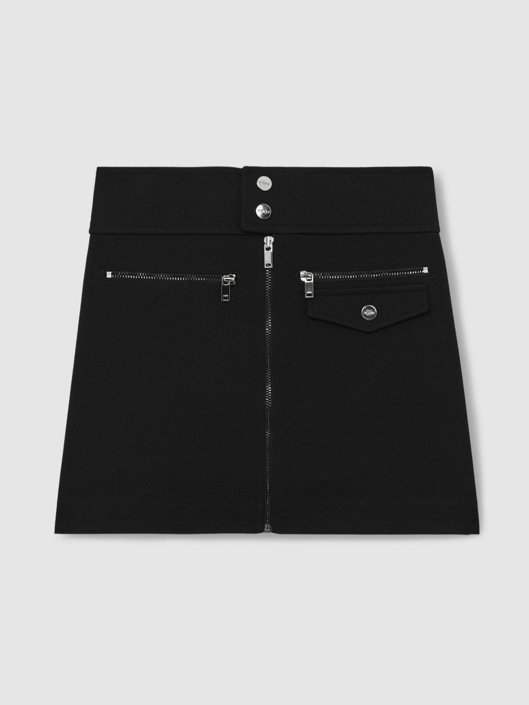 Reiss | 13-14 yrs Piqué Zip-Detail Mini Skirt in Black