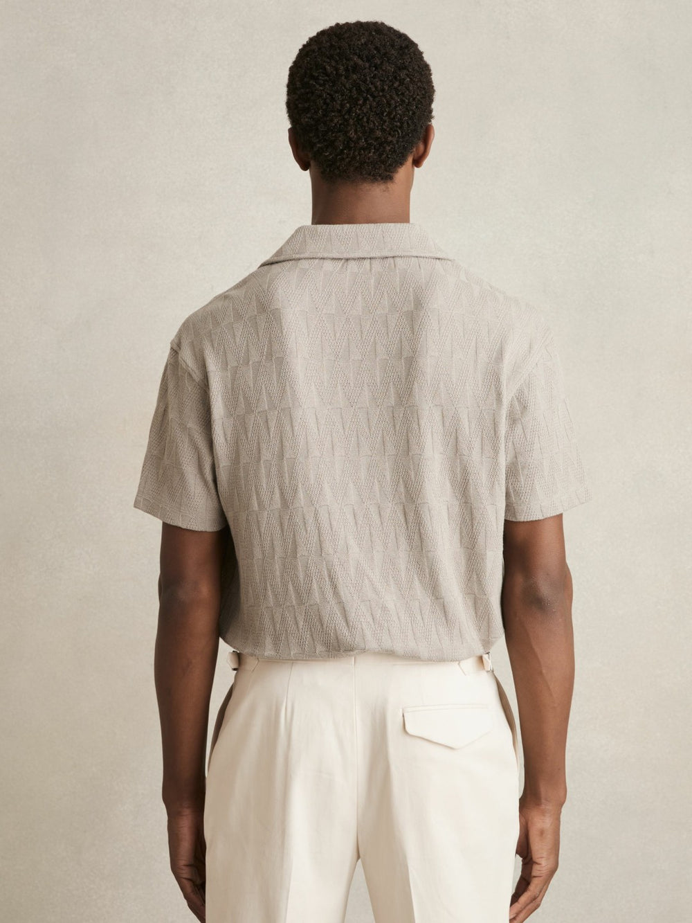 Reiss | Cotton Textured Cuban-Collar Shirt in Mink Brown