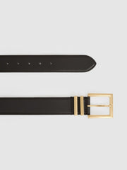 Reiss | Leather Square Buckle Belt in Chocolate