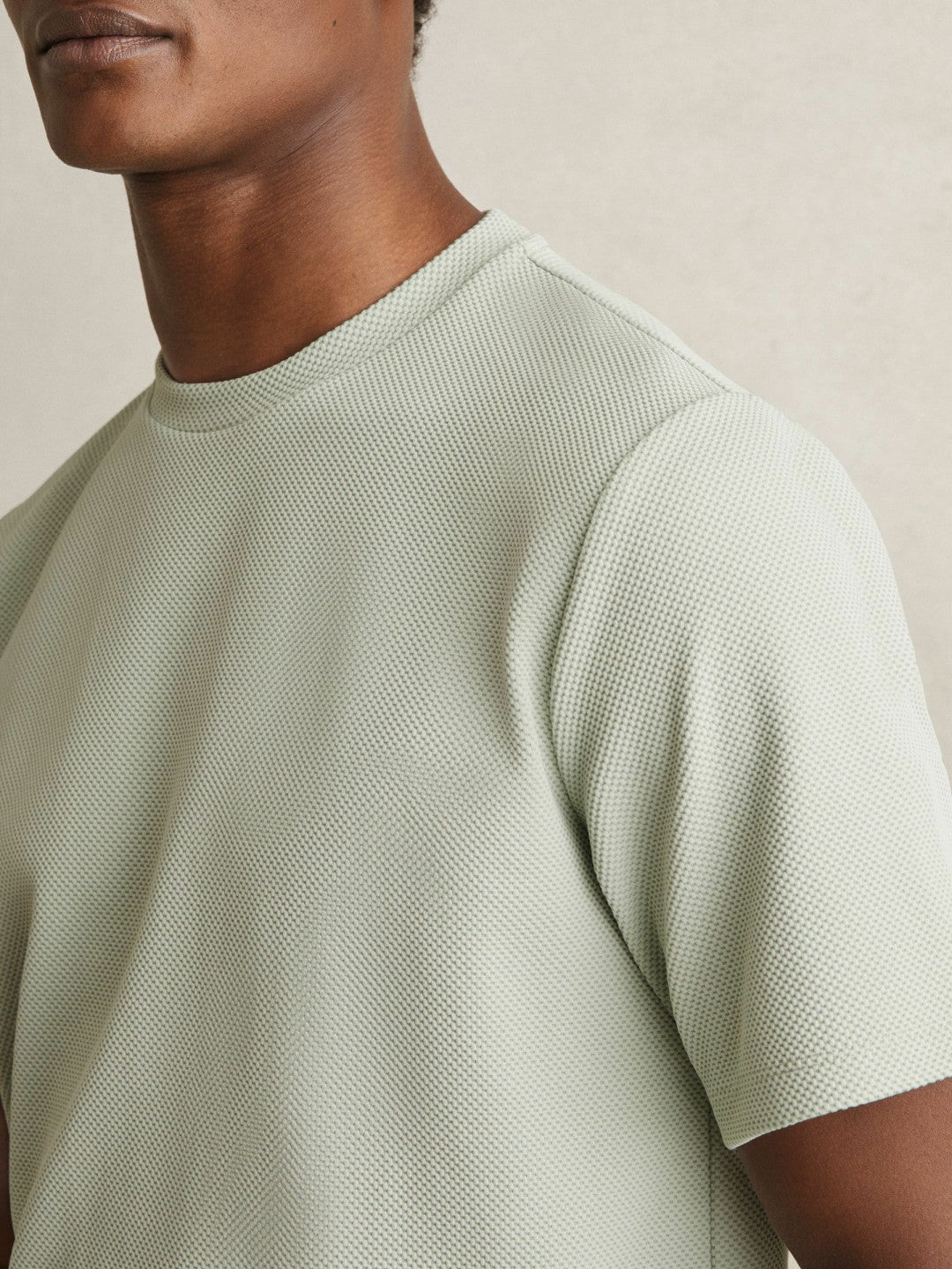 Reiss | Textured Crew-Neck T-Shirt in Sage Green