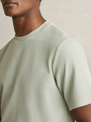 Reiss | Textured Crew-Neck T-Shirt in Sage Green