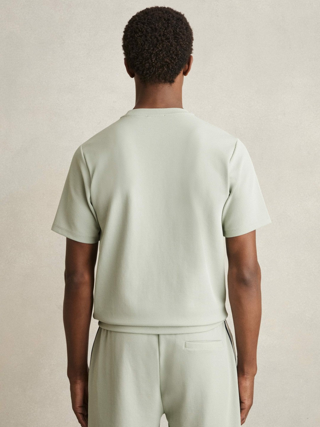 Reiss | Textured Crew-Neck T-Shirt in Sage Green