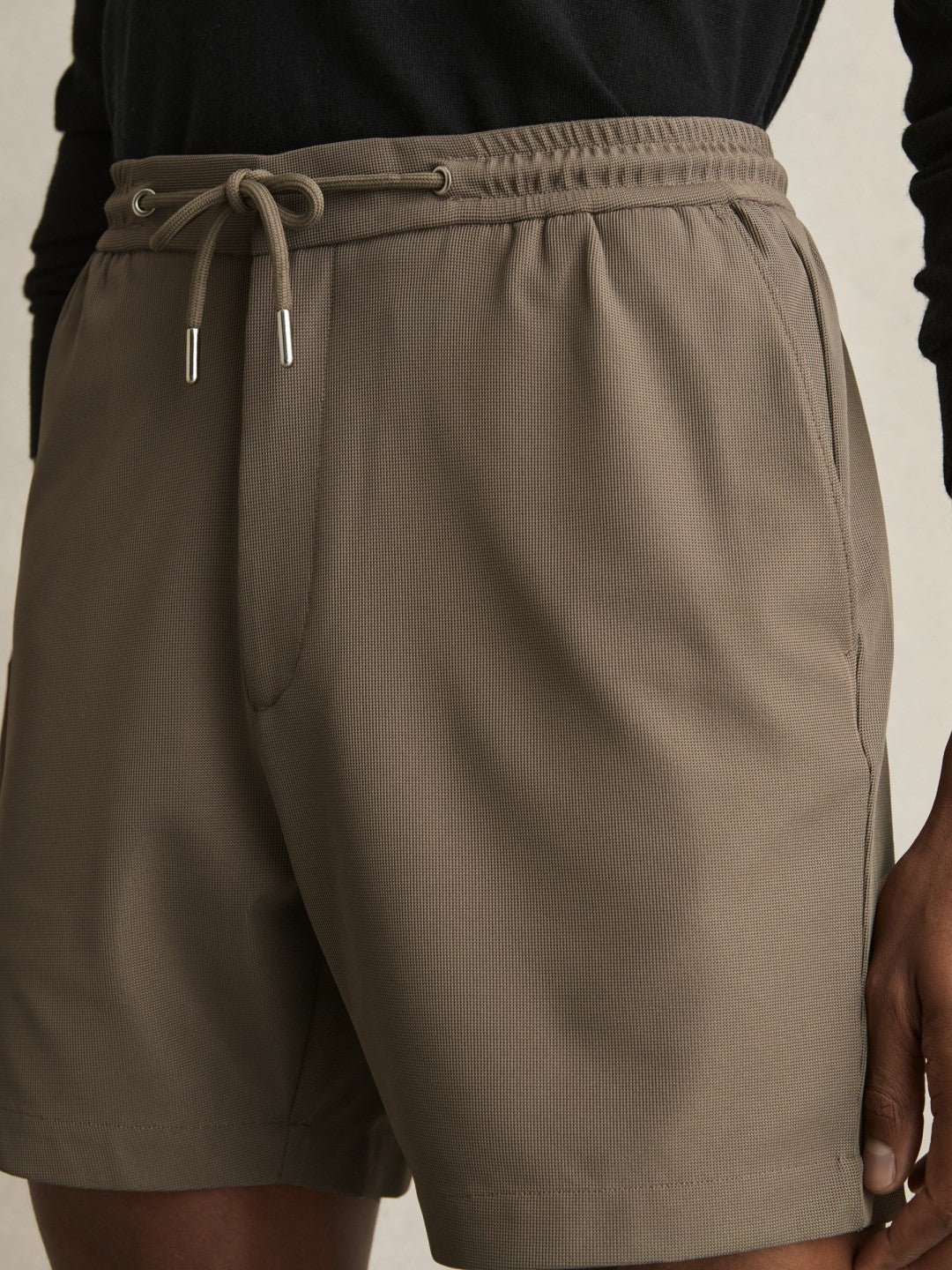 Reiss | Textured Drawstring Shorts in Mocha Brown