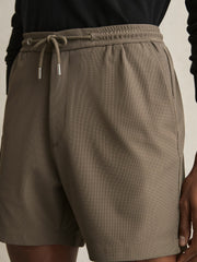 Reiss | Textured Drawstring Shorts in Mocha Brown