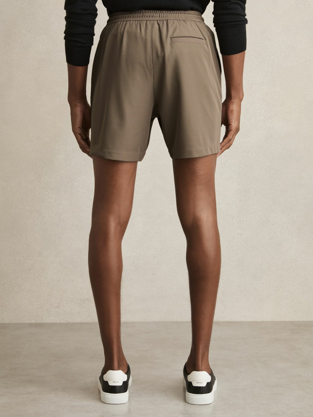 Reiss | Textured Drawstring Shorts in Mocha Brown