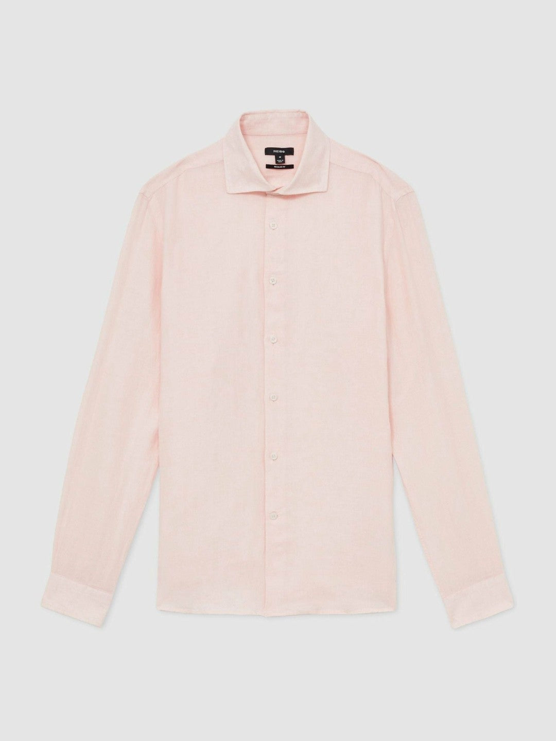 Reiss | Linen Button-Through Shirt in Prep Pink
