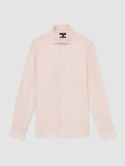 Reiss | Linen Button-Through Shirt in Prep Pink