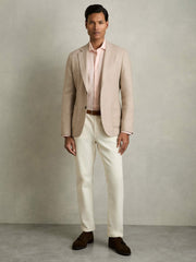 Reiss | Linen Button-Through Shirt in Prep Pink